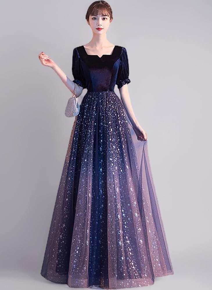 Amazon | [MTKCNTL] ロングドレス 星空 カラードレス パーティー